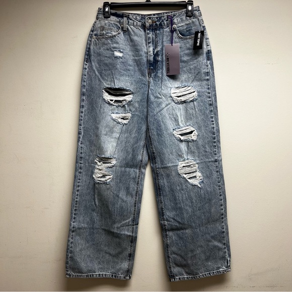 Hot Topic Love Revival - Vintage Destructed Wide Leg Jeans - Size 11 - New - Picture 4 of 7